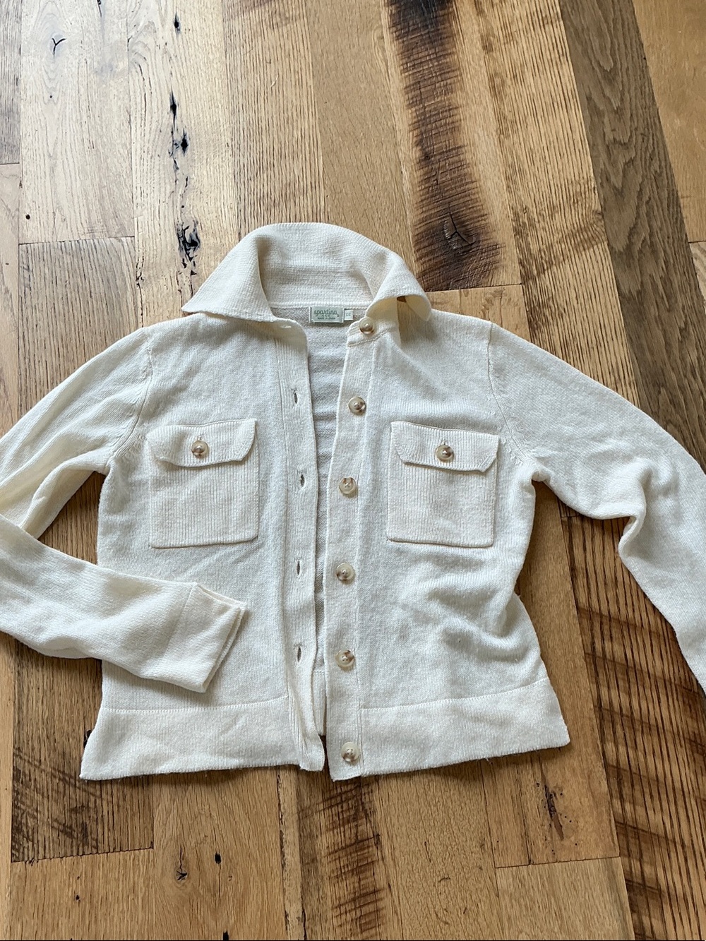 Spartina 449 Cream Knit Button-Front Jacket